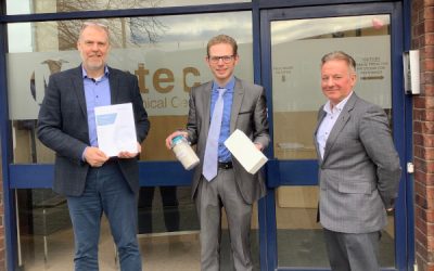 Andy Clark - Mantec CEO (left), Jack Brereton MP (center), Mark Berrisford - Mantec Sales Director (right)